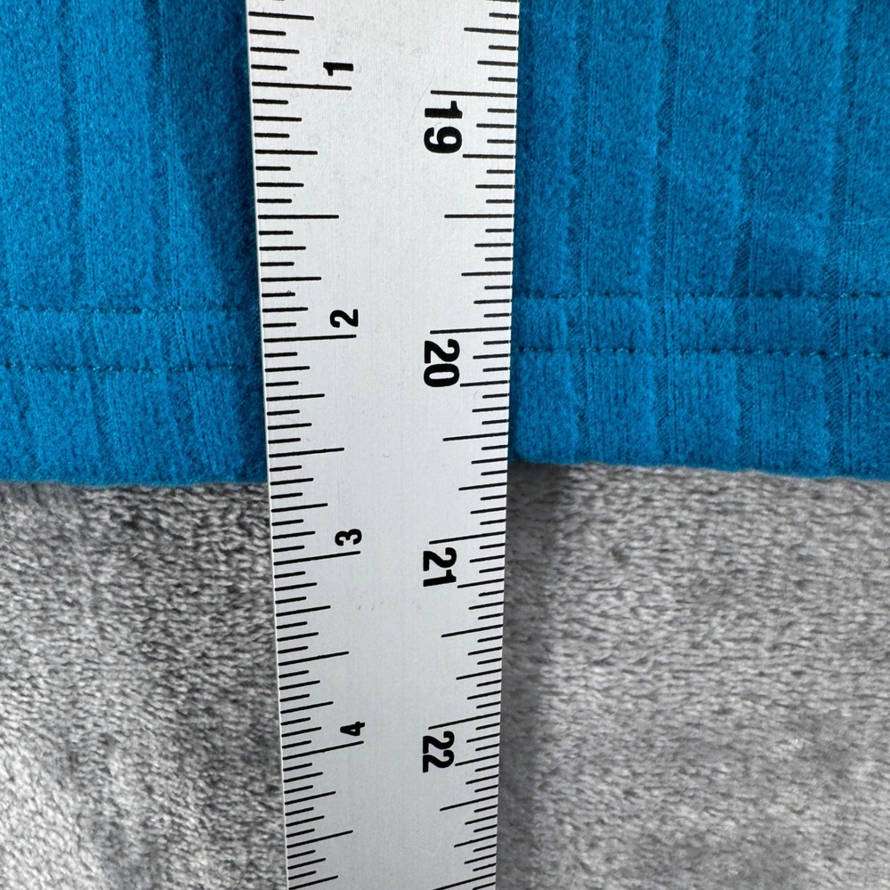 Muk Luks Womens Teal Blue Ribbed V-Neck Short Sleeve Pocket T-Shirt Size M - Picture 3 of 7